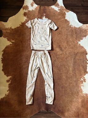 cloud island Cream Pajama Set with Moon Print